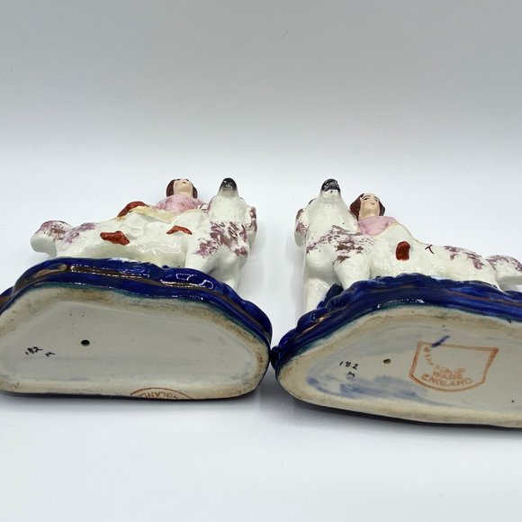 c1900 Antique Pair of Staffordshire Royal Children on Spaniels - Picture 14 of 15